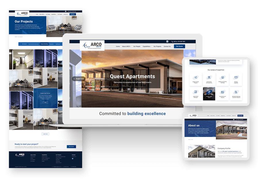 Jantopler created the website for construction company ARCO to present their services